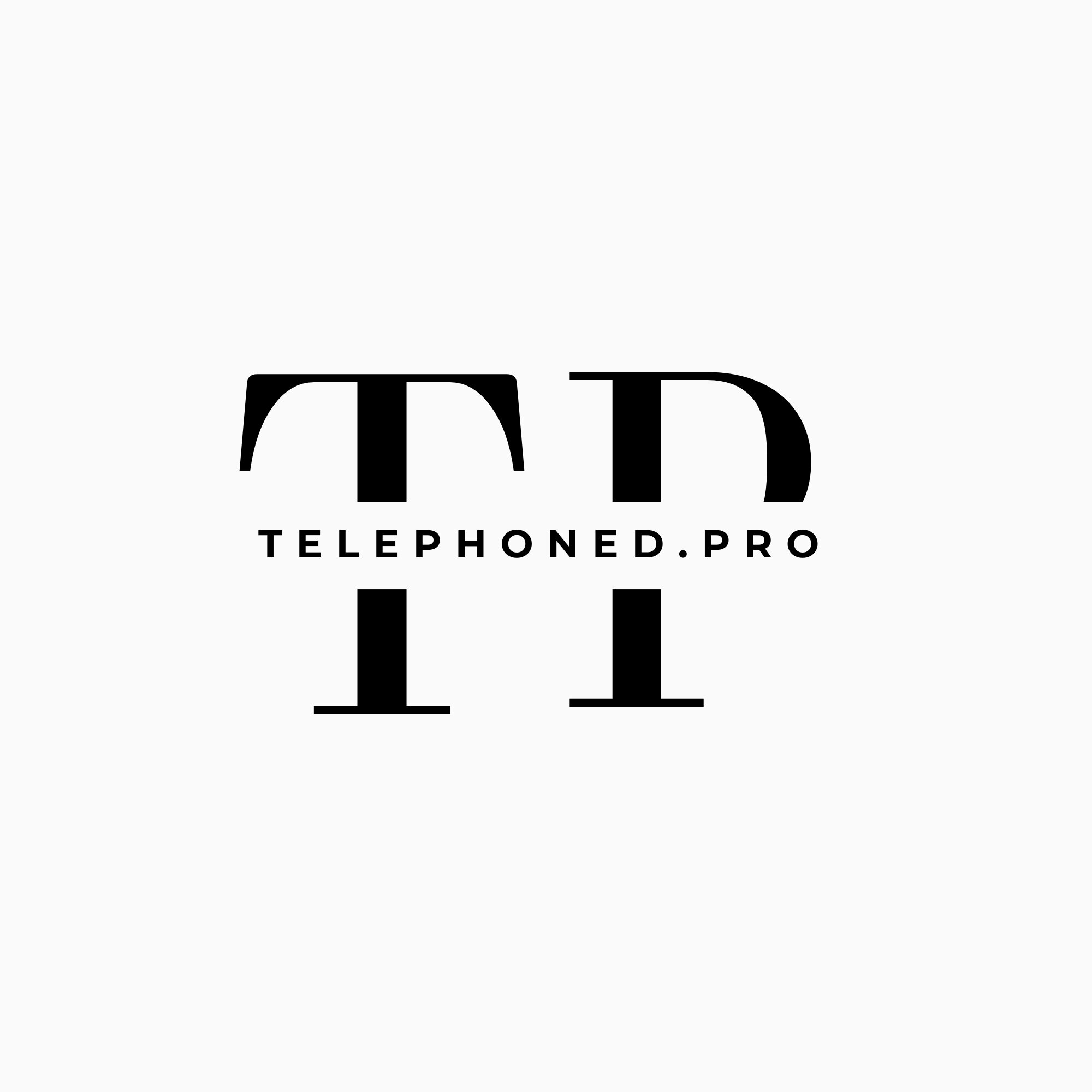 Telephoned.pro black wordmark and TP monogram on a white background